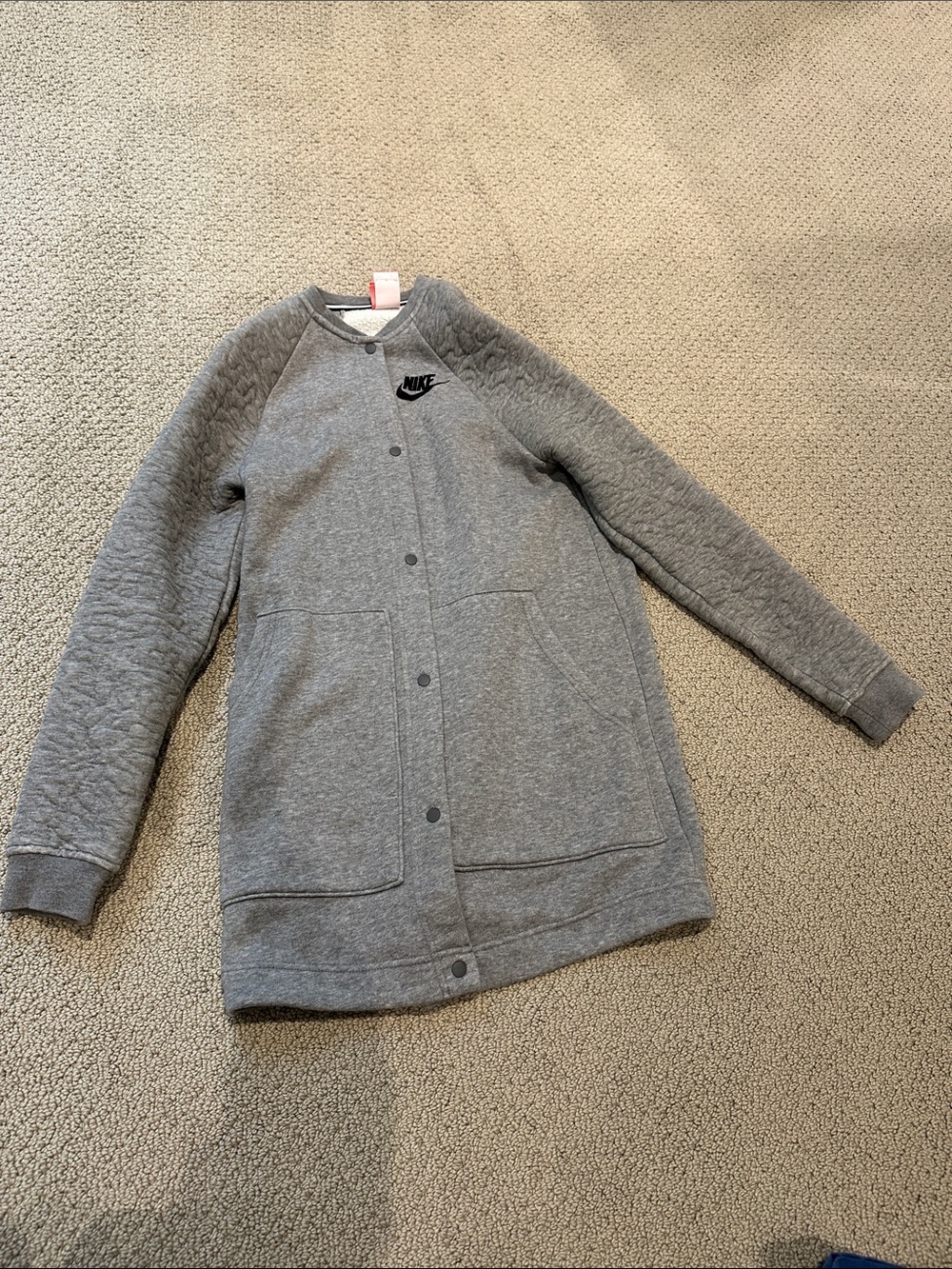 Nike Kids Gray Quilted Sleeve Snap-Front Jacket
